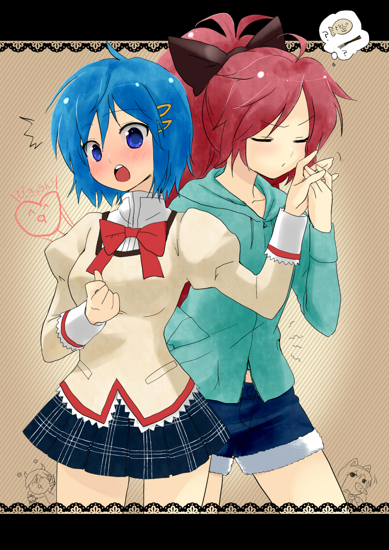 miki sayaka and sakura kyoko (mahou shoujo madoka magica) drawn by chagen_kokimu