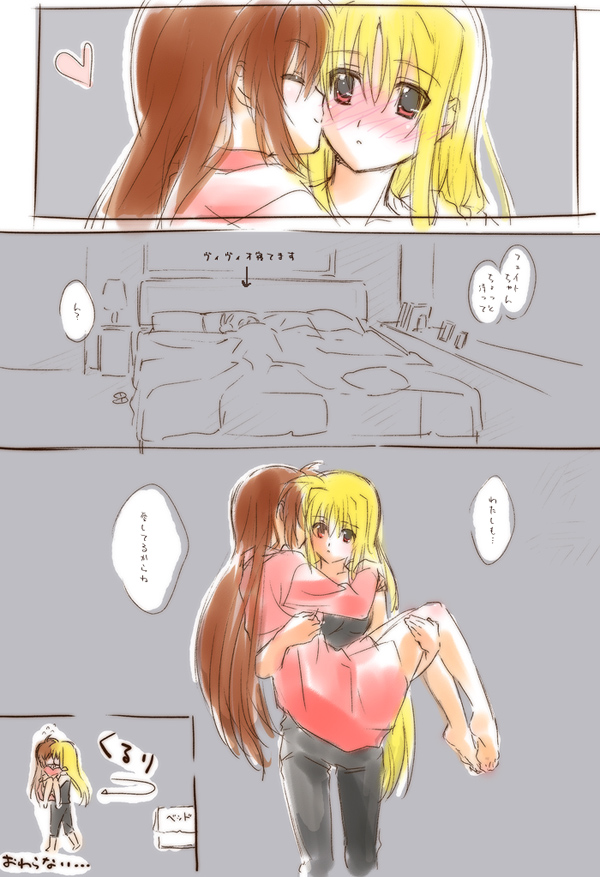 fate testarossa and takamachi nanoha (lyrical nanoha and 1 more) drawn by tokoharu
