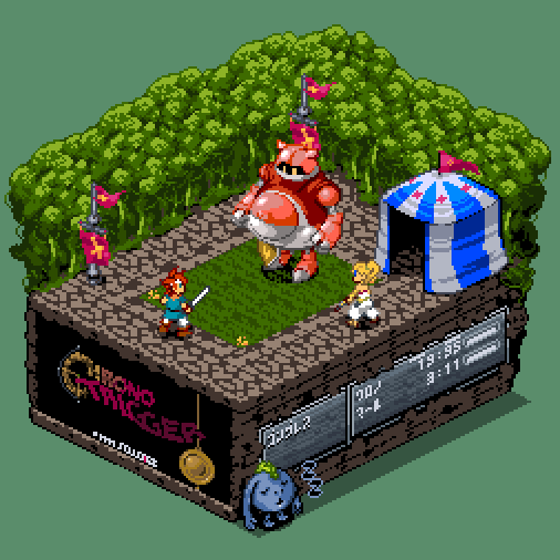 crono, marle, nu, and gato (chrono trigger) drawn by wanpaku_pixels