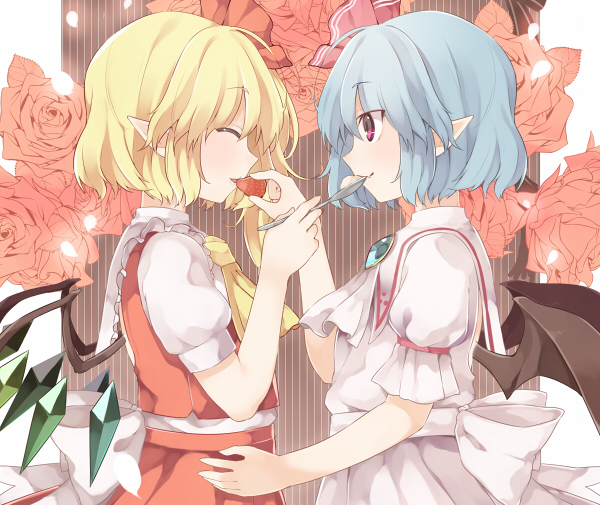 remilia scarlet and flandre scarlet (touhou) drawn by akagashi_hagane