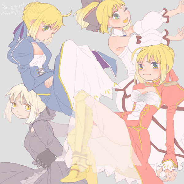 artoria pendragon, saber, nero claudius, saber alter, and saber lily (fate and 4 more) drawn by tfgyh