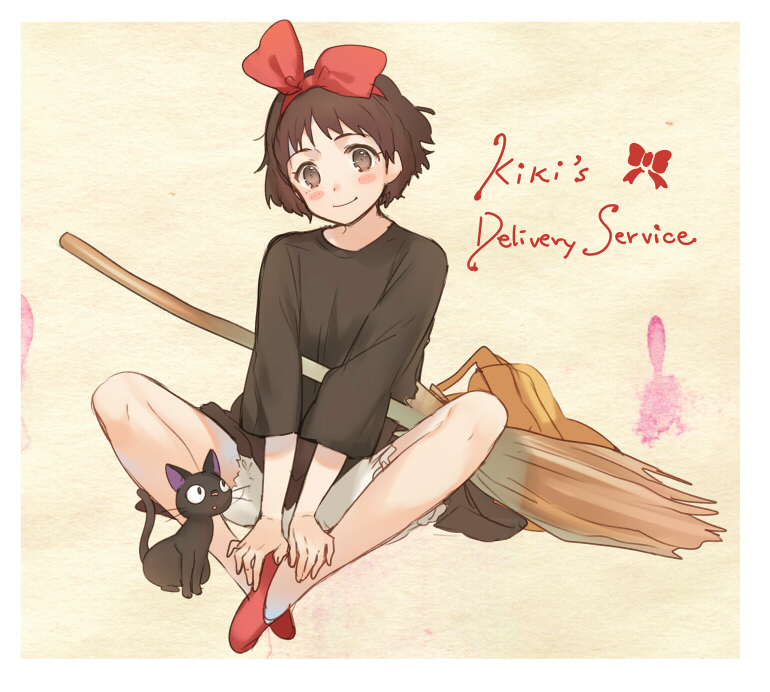 kiki and jiji (studio ghibli and 1 more) drawn by kippu