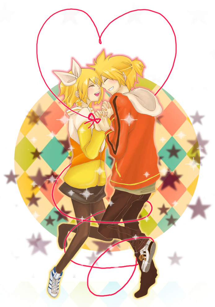 kagamine rin and kagamine len (vocaloid and 1 more) drawn by anjixe