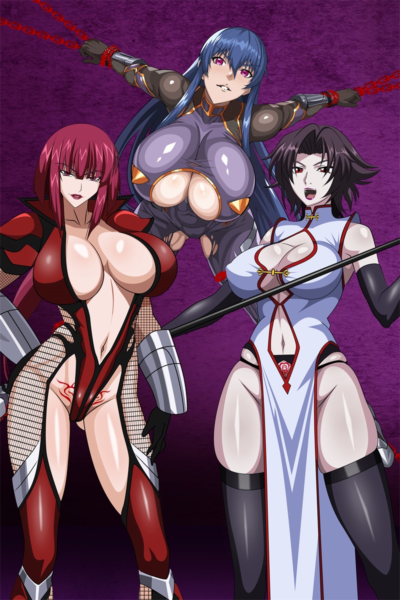akiyama rinko, oboro, and lee mayfeng (taimanin and 1 more) drawn by yxyyxy