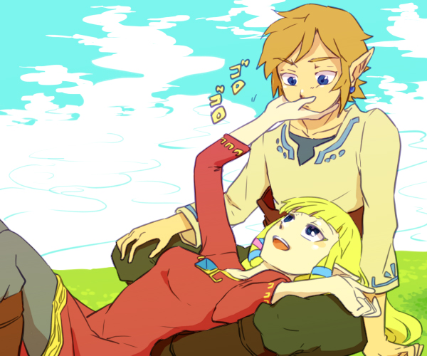 link and princess zelda (the legend of zelda and 1 more) drawn by saiba_(henrietta)