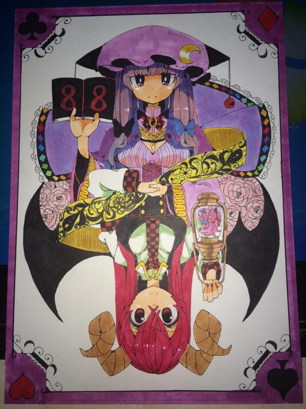 patchouli knowledge and koakuma (touhou) drawn by aoi_kujira