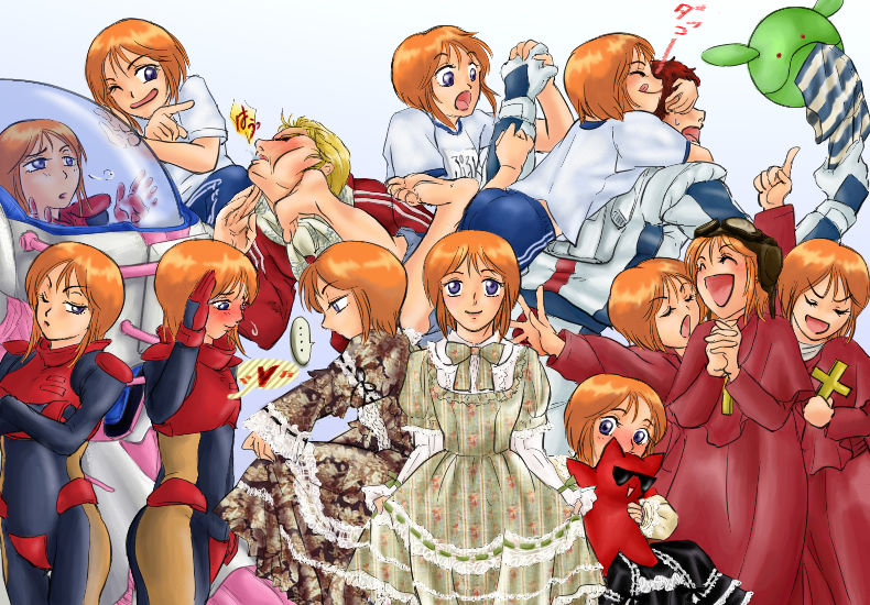 haro, char aznable, amuro ray, puru two, elpeo puru, and 3 more (gundam and 3 more) drawn by anonymous_(japanese)