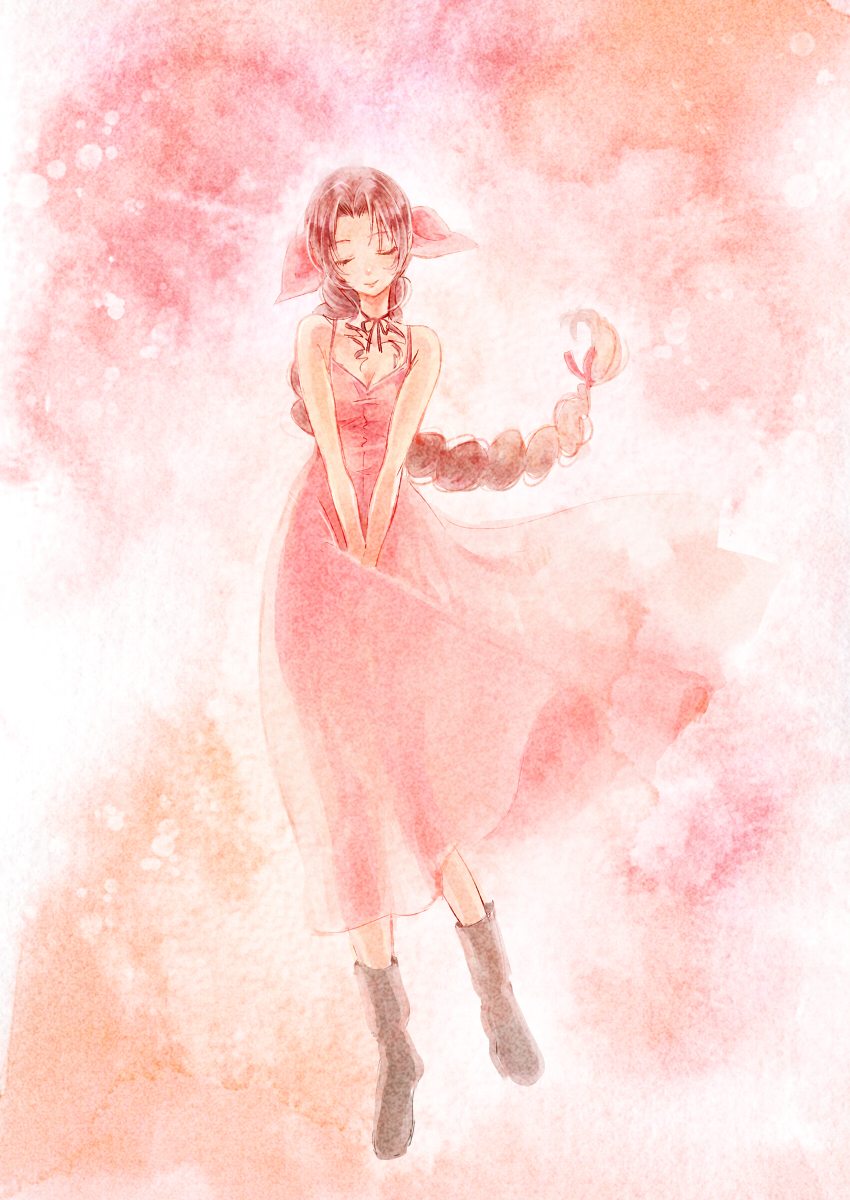 aerith gainsborough (final fantasy and 1 more) drawn by takanamushi