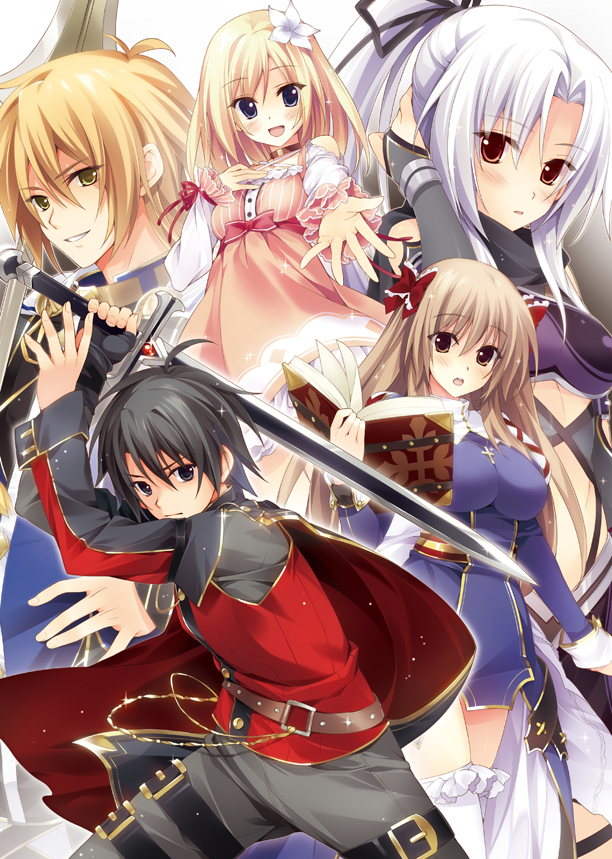 luna garibaldi, lan lagrange, julio rossi, tristan garibaldi, and rossweisse konohana (maken no gunshi to arks legion) drawn by oryo_(oryo04)