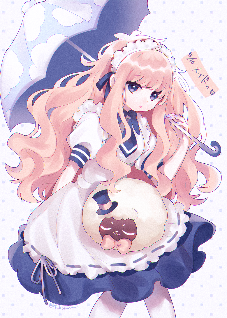 sheep friend and umbrella girl (original) drawn by tsubaki_tsubaru