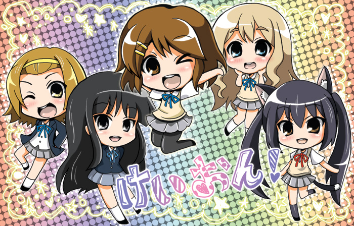 akiyama mio, nakano azusa, hirasawa yui, tainaka ritsu, and kotobuki tsumugi (k-on!) drawn by noai_nioshi