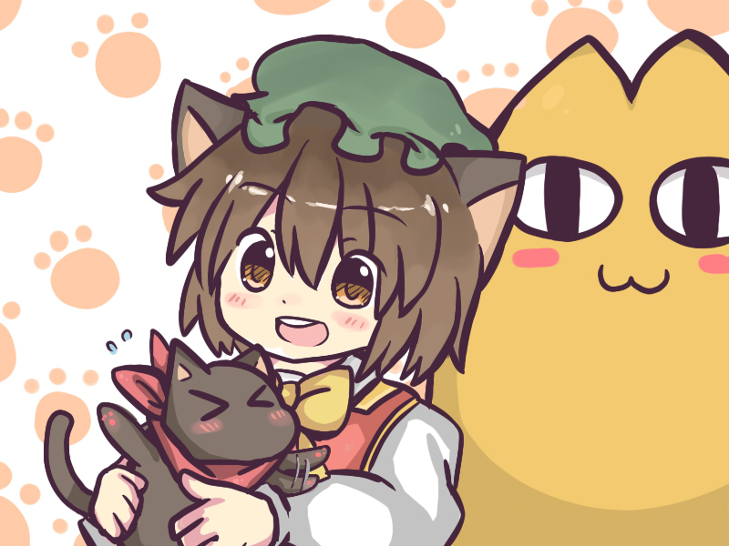chen, sakamoto, and mihama chiyo's father (touhou and 2 more) drawn by atomaru