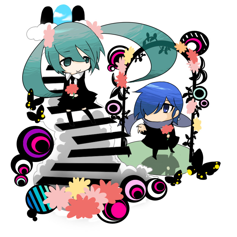 hatsune miku and kaito (vocaloid and 1 more) drawn by kazu_tanuki