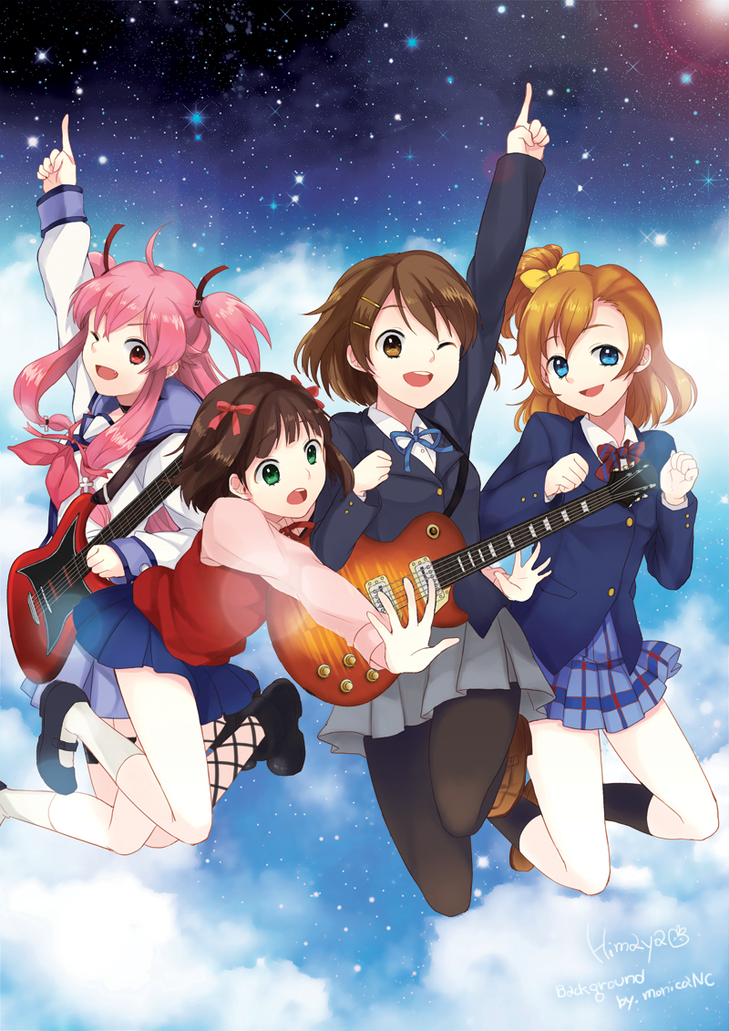 hirasawa yui, amami haruka, kosaka honoka, and yui (idolmaster and 4 more) drawn by himaya and monicanc