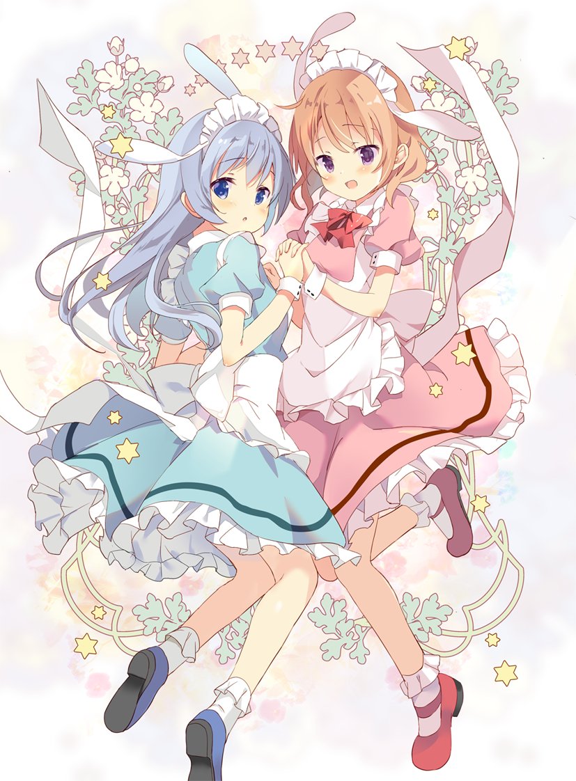 kafuu chino and hoto cocoa (gochuumon wa usagi desu ka?) drawn by takashina_masato