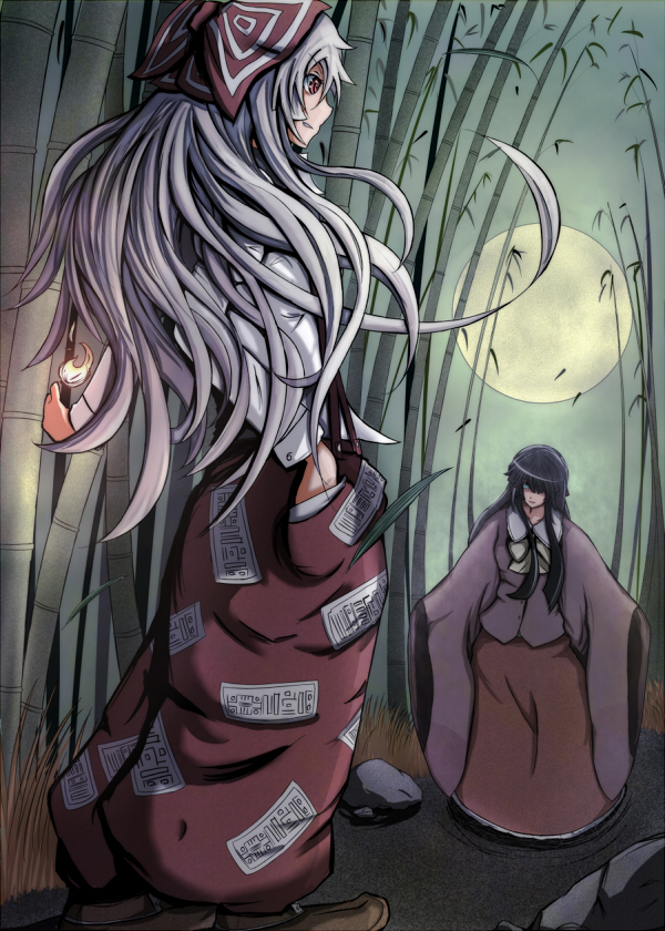 fujiwara no mokou and houraisan kaguya (touhou) drawn by weather_(hamamurataka)
