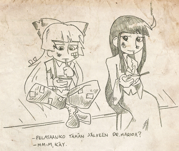 fujiwara no mokou and houraisan kaguya (touhou) drawn by setz