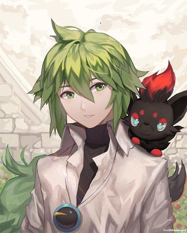 n and zorua (pokemon and 1 more) drawn by hirosenpai