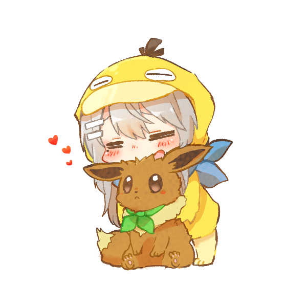 eevee, higuchi kaede, and psyduck (pokemon and 1 more) drawn by rebecca_(keinelove)