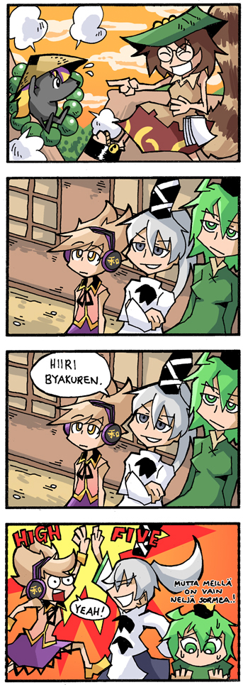 hijiri byakuren, toyosatomimi no miko, mononobe no futo, soga no tojiko, and futatsuiwa mamizou (touhou and 1 more) drawn by setz