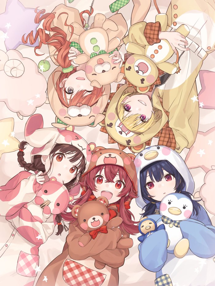 morino rinze, sonoda chiyoko, komiya kaho, arisugawa natsuha, and saijo juri (idolmaster and 1 more) drawn by chiri_(ch!)