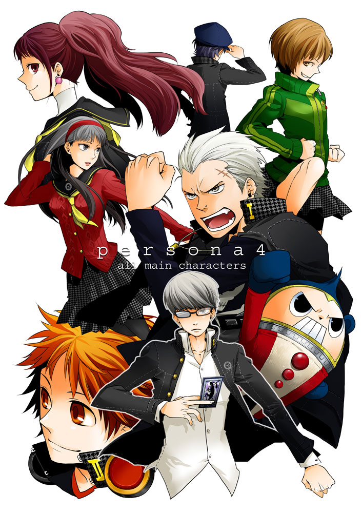 narukami yu, shirogane naoto, satonaka chie, kujikawa rise, amagi yukiko, and 3 more (persona and 1 more) drawn by fugaku_(hanaimomo)
