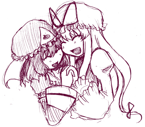 yakumo yukari and saigyouji yuyuko (touhou) drawn by yoicha
