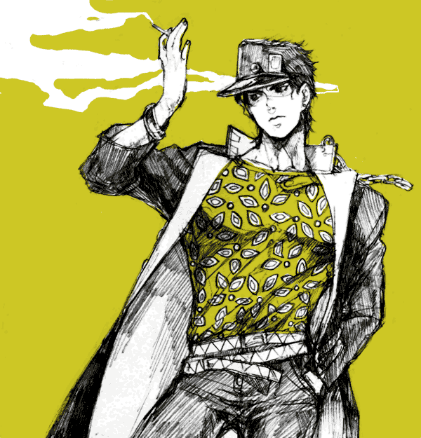 kujo jotaro (jojo no kimyou na bouken and 1 more) drawn by kapipa