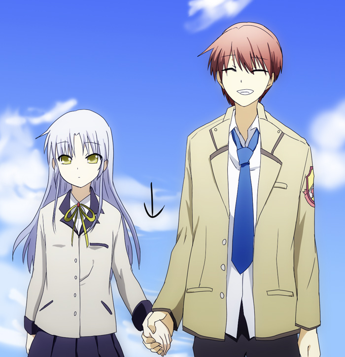 tachibana kanade and otonashi yuzuru (angel beats!) drawn by daizu_(npl)