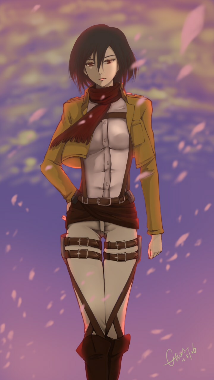 mikasa ackerman (shingeki no kyojin) drawn by ghost_(lalagains)