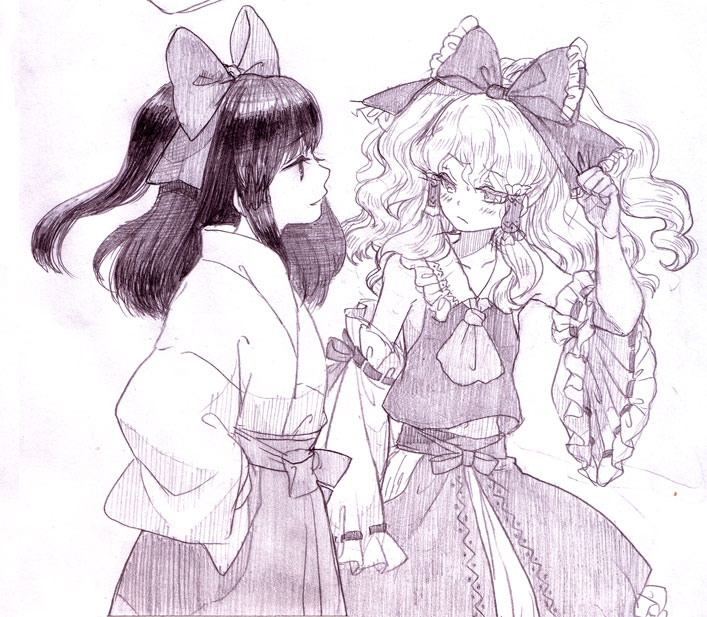 hakurei reimu and kirisame marisa (touhou) drawn by hana-kagume