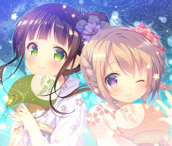 hoto cocoa and ujimatsu chiya (gochuumon wa usagi desu ka?) drawn by mitsumomo_mamu