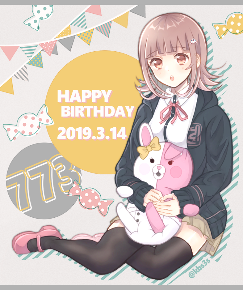 nanami chiaki and monomi (danganronpa and 2 more) drawn by pipipi722