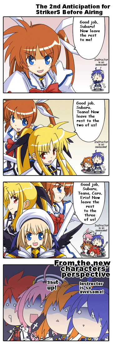fate testarossa, takamachi nanoha, yagami hayate, subaru nakajima, teana lanster, and 1 more (lyrical nanoha and 1 more)