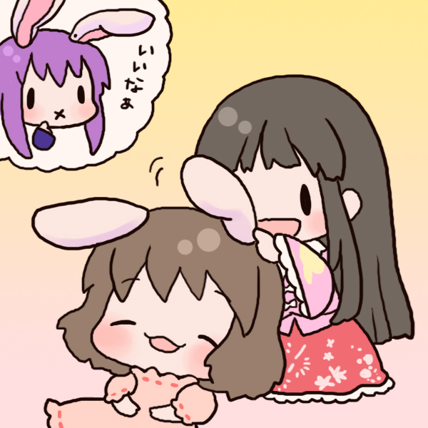 reisen udongein inaba, houraisan kaguya, and inaba tewi (touhou) drawn by rias-shiki_kawaii