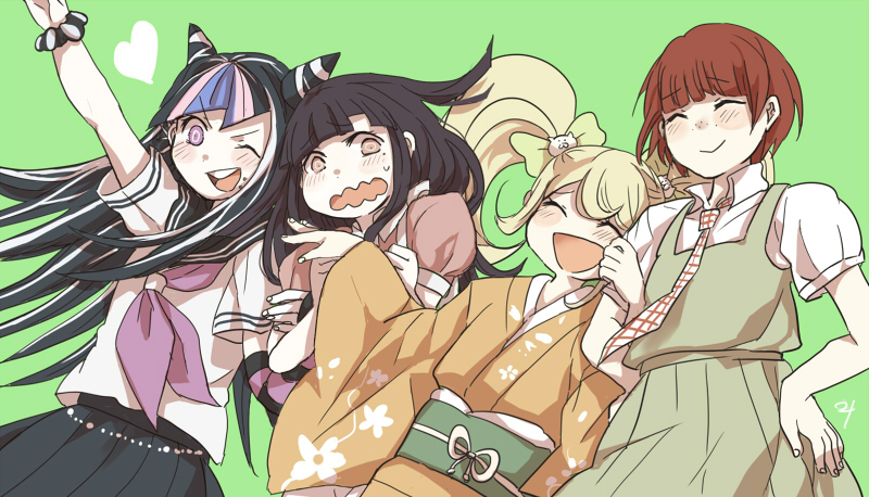 tsumiki mikan, mioda ibuki, saionji hiyoko, and koizumi mahiru (danganronpa and 1 more) drawn by dennbadennba0105