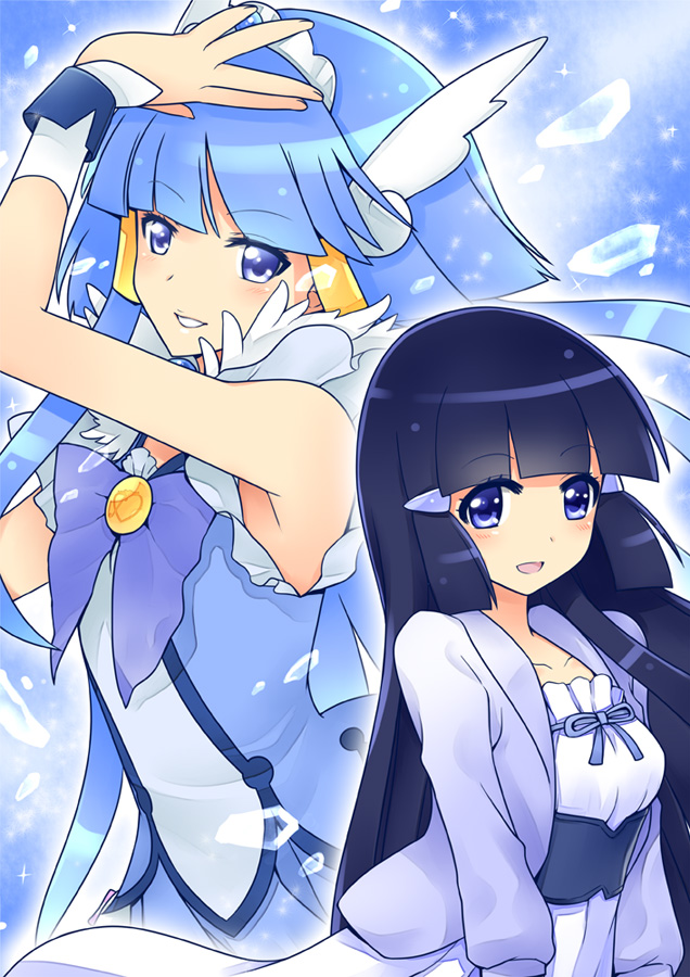 aoki reika and cure beauty (precure and 1 more) drawn by kamoto_tatsuya