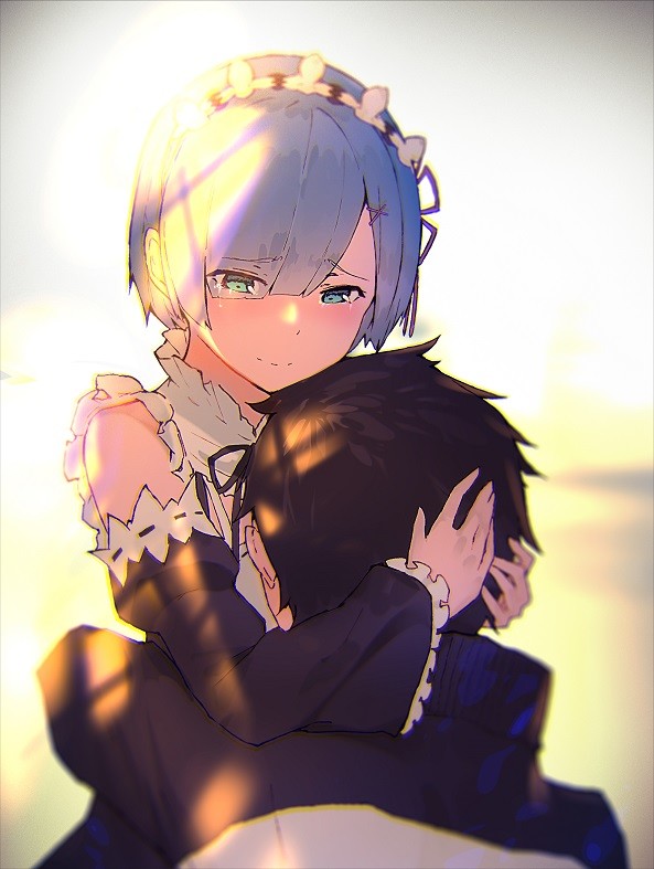 rem and natsuki subaru (re:zero kara hajimeru isekai seikatsu) drawn by enj!