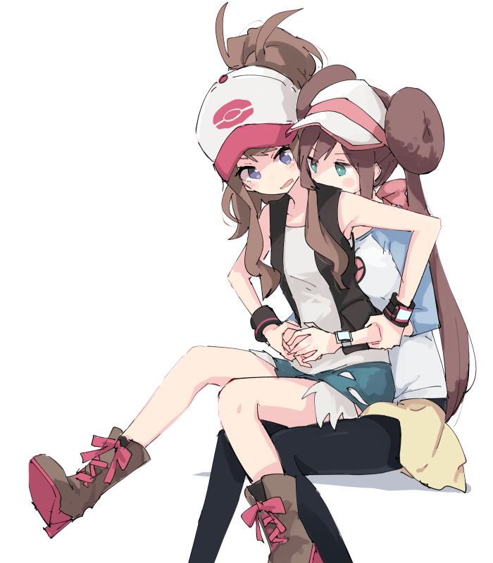 rosa and hilda (pokemon and 3 more) drawn by shiroshi_(denpa_eshidan)