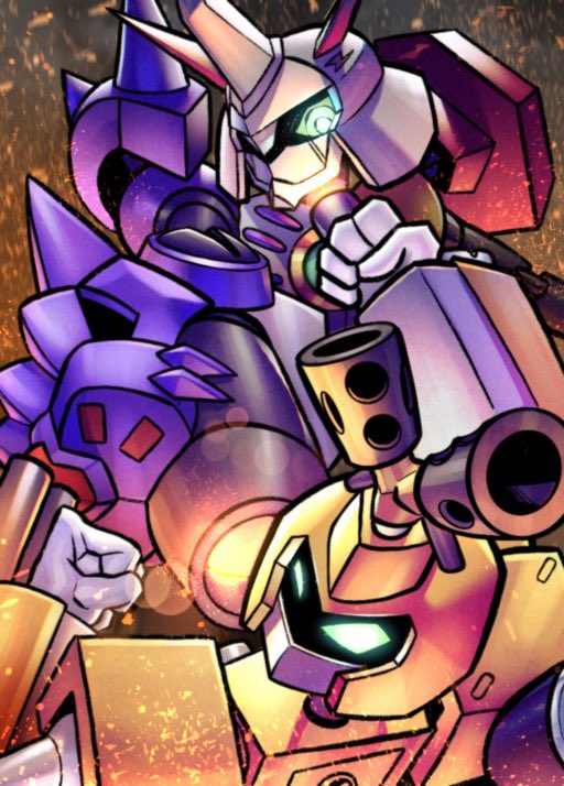 metabee and omega knight (digimon and 1 more) drawn by lbrightbladel