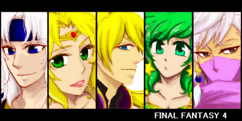 rydia, rosa farrell, cecil harvey, kain highwind, and edward geraldine (final fantasy and 1 more)