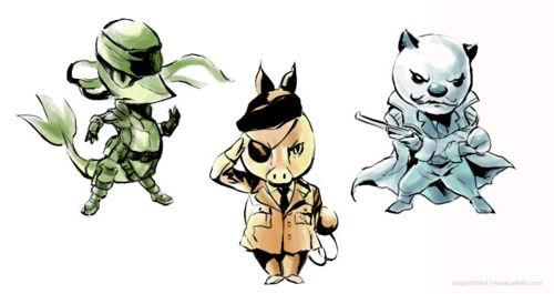oshawott, snivy, tepig, solid snake, big boss, and 1 more (pokemon and 2 more)
