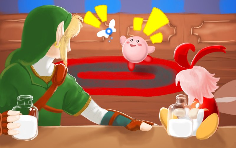 link, kirby, navi, and ribbon (the legend of zelda and 3 more) drawn by phytophyte