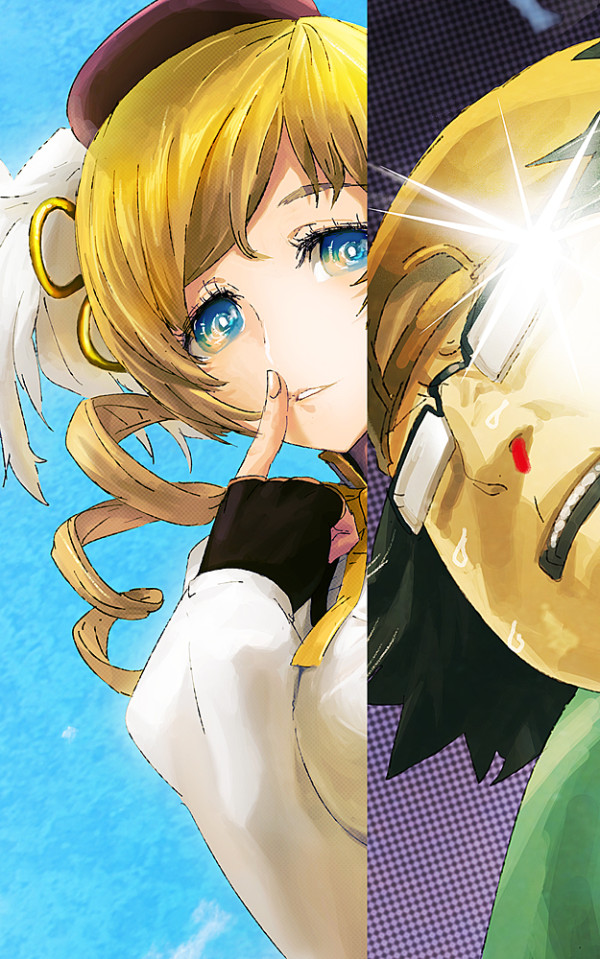 tomoe mami, hashida itaru, and amane yuki (mahou shoujo madoka magica and 2 more) drawn by huke