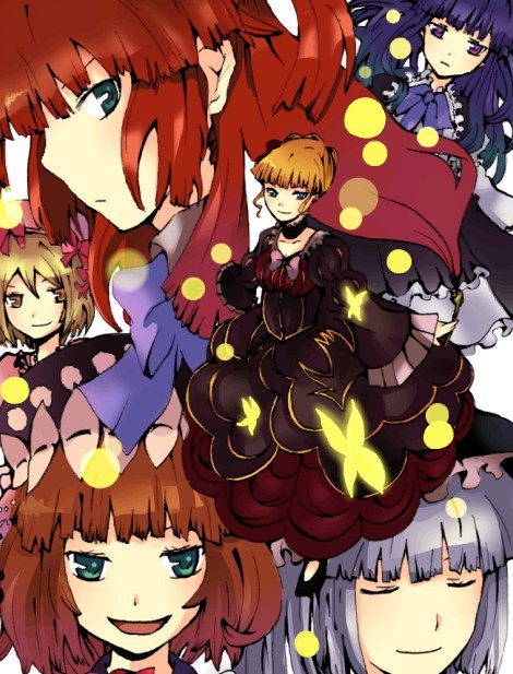 beatrice, ushiromiya ange, frederica bernkastel, lambdadelta, eva beatrice, and 1 more (umineko no naku koro ni) drawn by pui