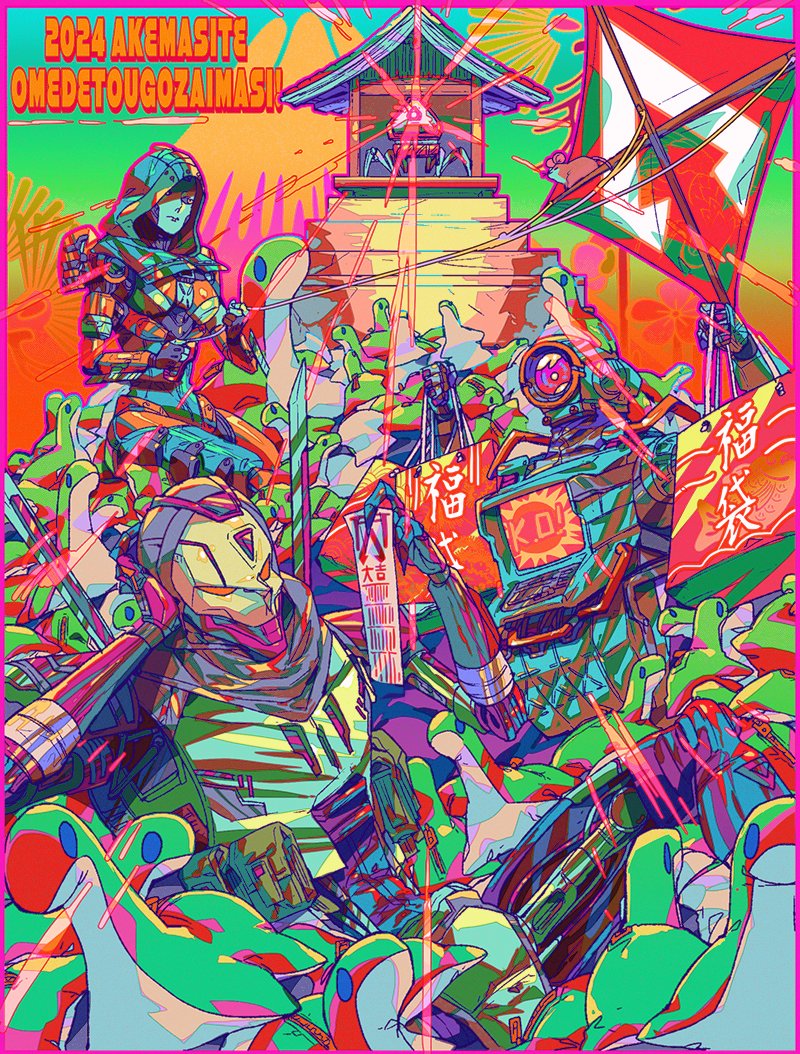 nessie, ash, revenant, and pathfinder (apex legends) drawn by mizu_cx