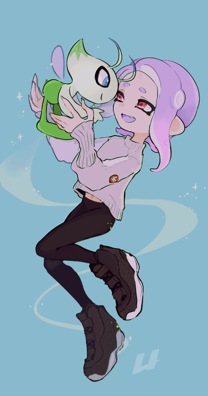 octoling player character, octoling girl, and celebi (pokemon and 1 more) drawn by imaikuy0