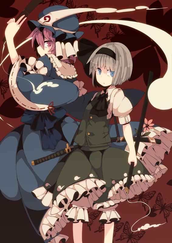 konpaku youmu and saigyouji yuyuko (touhou) drawn by fuurin_(omaemona)
