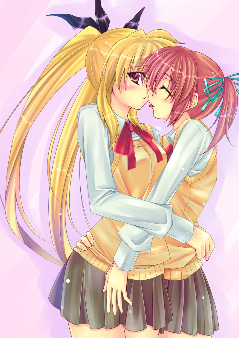 fate testarossa and takamachi nanoha (lyrical nanoha and 1 more) drawn by ichino