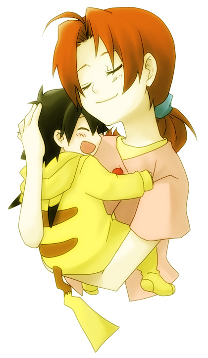 ash ketchum and delia ketchum (pokemon) drawn by heki_setsuna